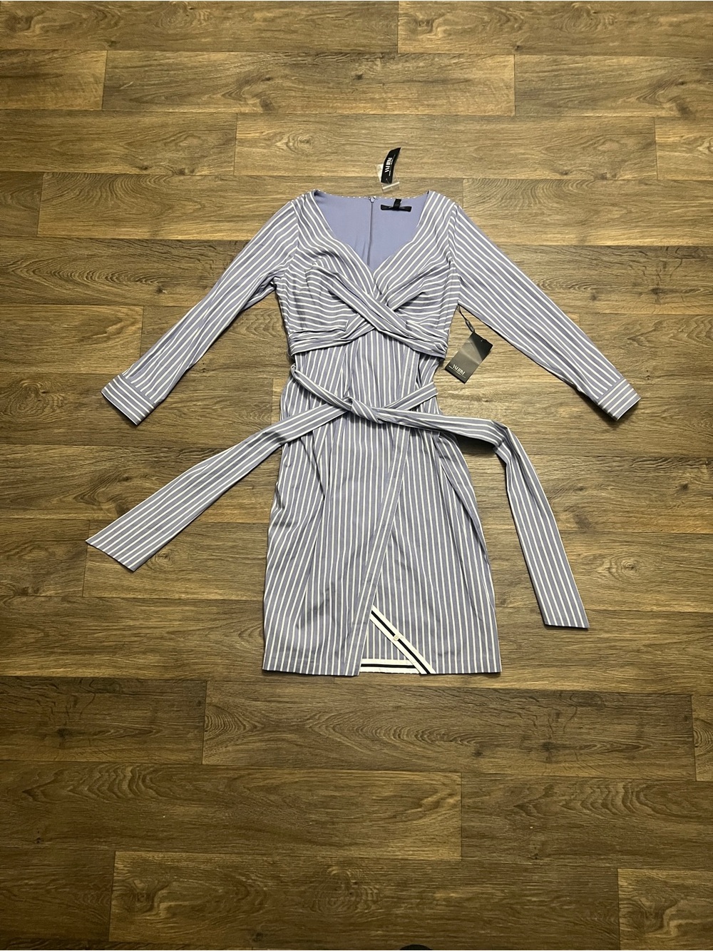 NEW White House Black Market Poplin Twist-Front Midi Shirt Dress Blue Size 8 NWT - Picture 6 of 10